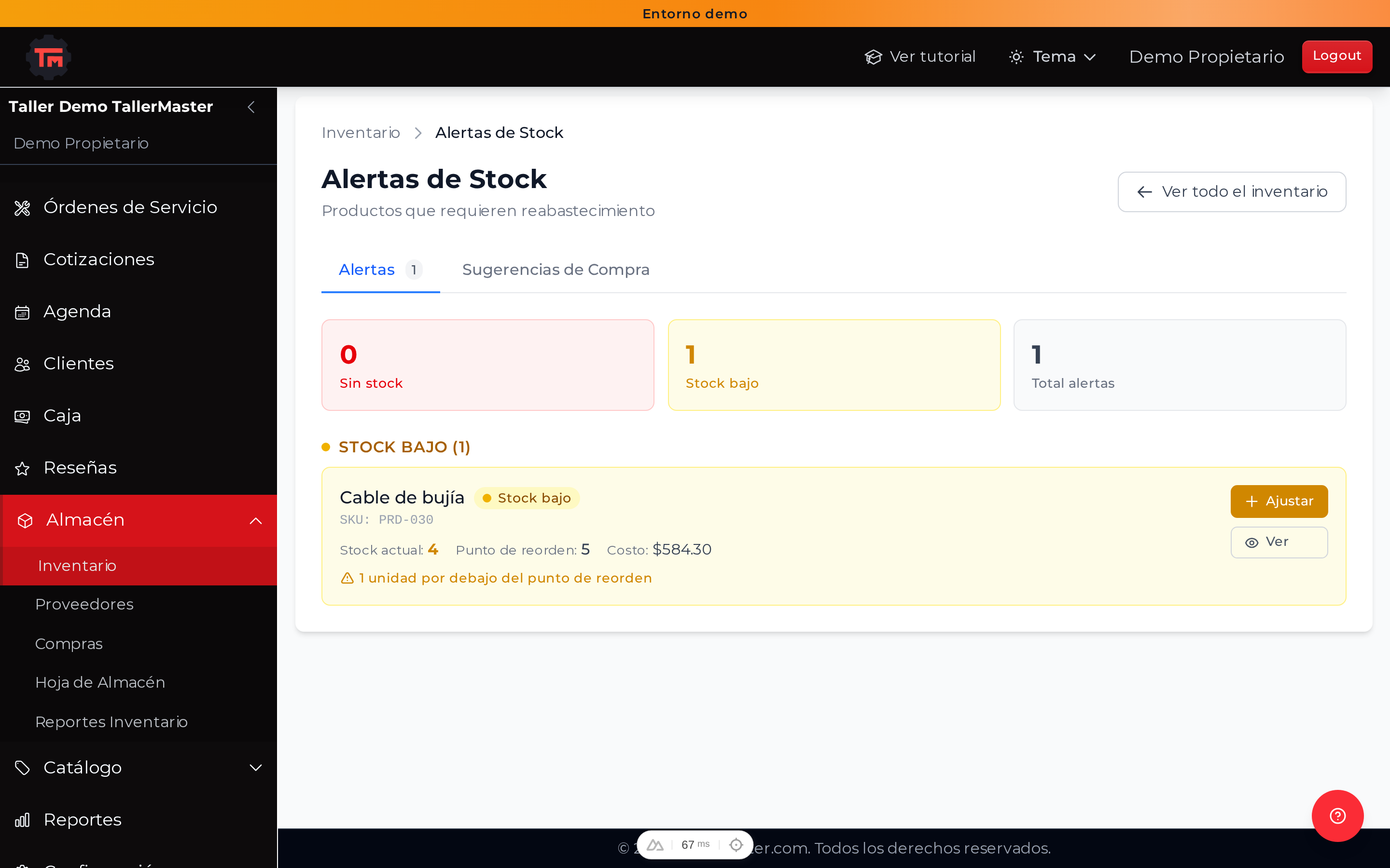 Lista de productos por debajo de su mínimo de stock. Da clic en cualquiera para reabastecer.